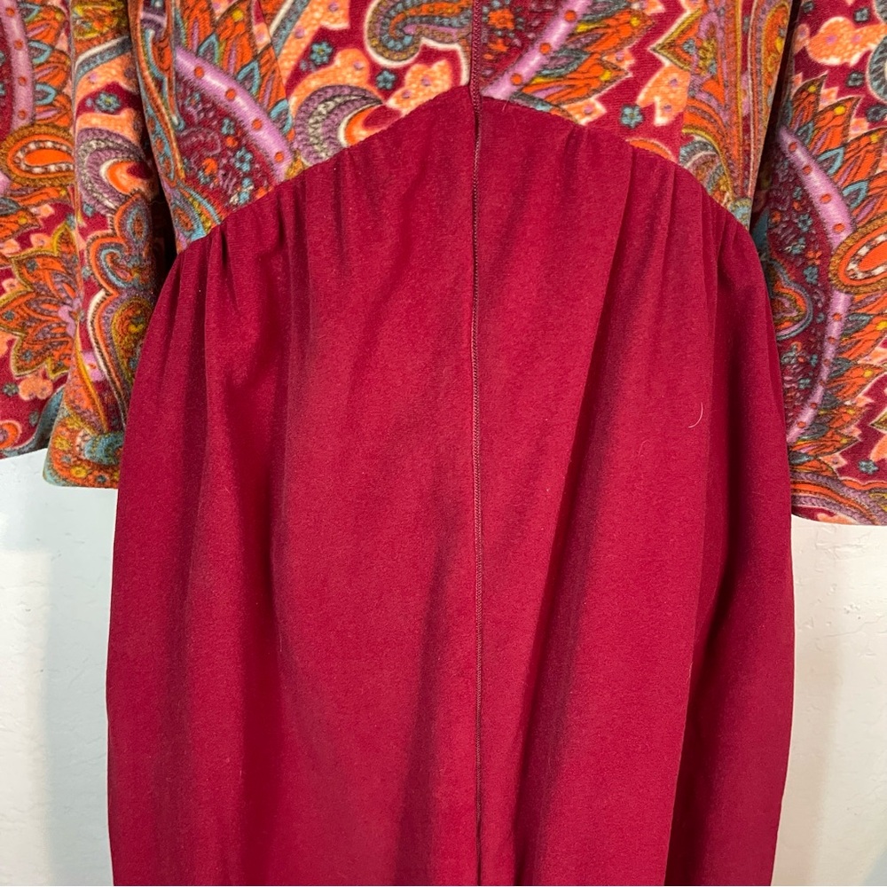 Vintage 60s 70s Lane Bryant Tall Shop One Size Women's House Dress Gown Red - Picture 3 of 6